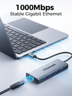 QGeeM USB C Hub Ethernet, 9 in 1 USB Type C Hub HDMI Multi-Port Converter - Image 6