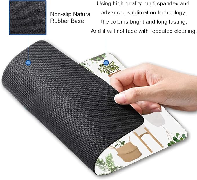 Mouse Pad, Cute House Plants Mouse Pads, Square Washable Cloth Personalized - Image 2