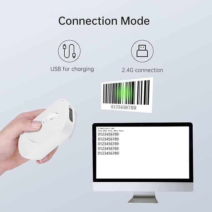 New Wireless Mouse Barcode Scanner, 2-in-1 Design 2D Handheld Barcode Scanner - Image 4