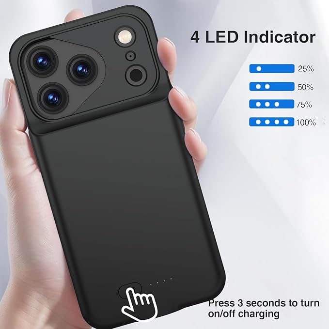 GIN FOXI Battery Case for iPhone 17 Pro, Charging Case Charger 8500mAh - Image 6