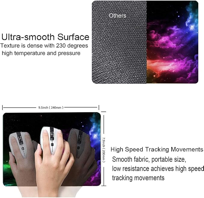 Mouse Pad, Gaming Mouse Pad, Galaxy Mouse Pad, Aurora Light Pattern Green and - Image 3