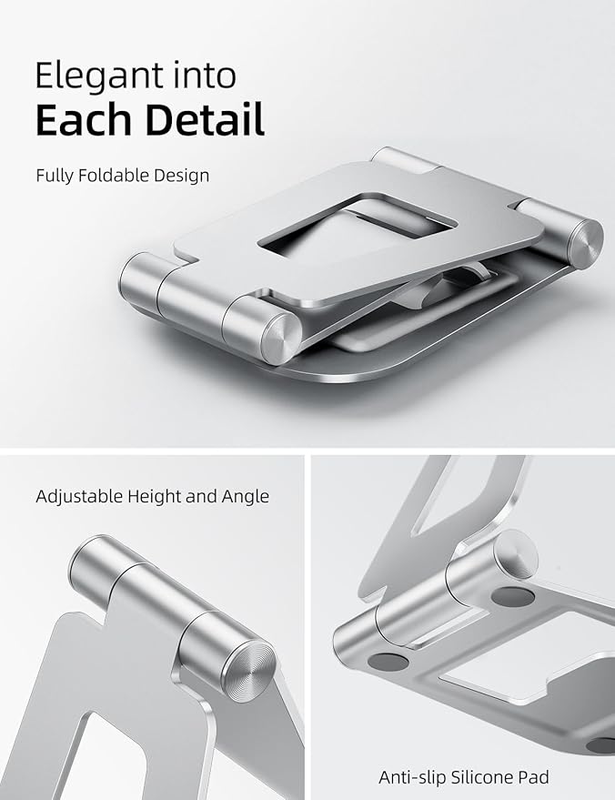 Nulaxy Aluminum Dual Foldable iPad Stand, Fully Adjustable Desktop Tablet Holder - Image 4
