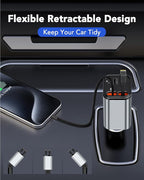 Retractable Car Charger, 4 in 1 Fast Car Phone Charger 66W, 2 Retractable - Image 6