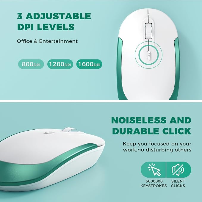 Wireless Keyboard and Mouse, Vssoplor 2.4GHz Rechargeable Compact Quiet - Image 5