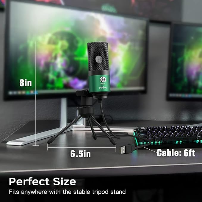 FIFINE USB Gaming Microphone for PC Desktop, PS4 and Mac, Gain Control - Image 7