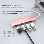 USB Hub, USB 3.0 Hub Aluminum Alloy Ultra Slim USB Splitter, Portable 4 Port - Image 2