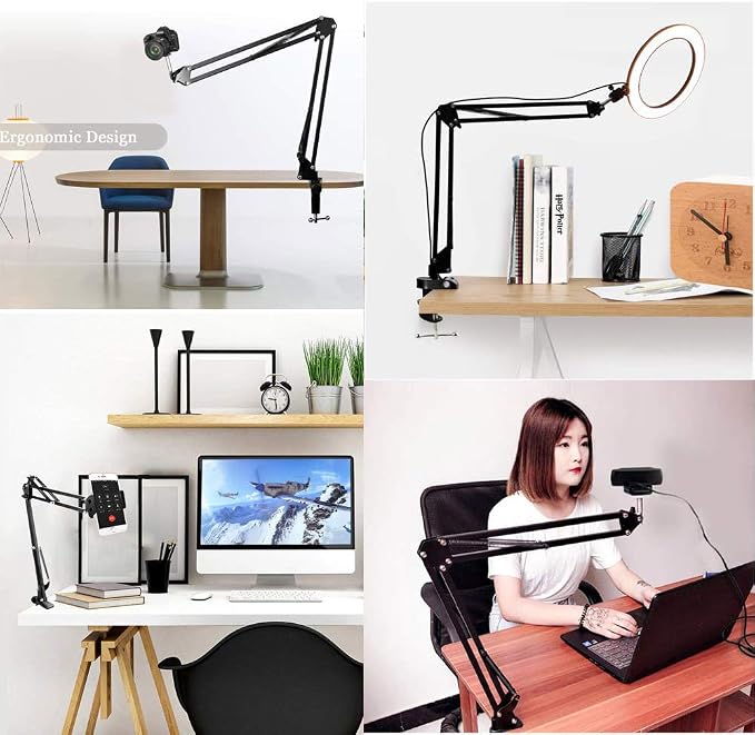 Overhead Tripod Mount for Camera Webcam Ring Light, Flexible Over Head Arm for - Image 5