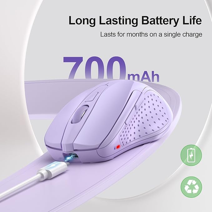 TECKNET Wireless Mouse Rechargeable 4800 DPI Silent USB A & Bluetooth Mouse 6 - Image 3