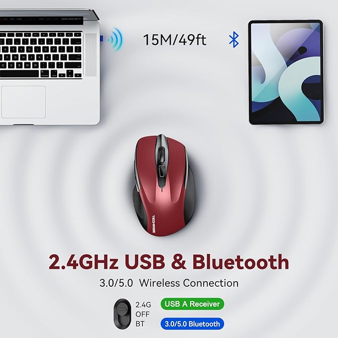 Bluetooth Mouse Rechargeable Wireless Mouse, 4800 DPI Optical Tracking - Image 2