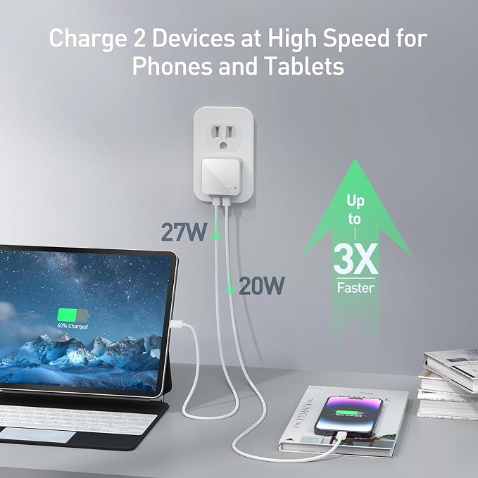 Nekmit Flat USB C Wall Charger, 47W Dual Ports USB C Charger Block, PPS Fast - Image 3