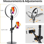 12" Ring Light with Stand and Phone Holder, Overhead Phone Stand, 2 Phone - Image 4