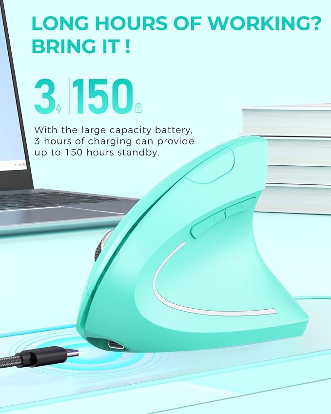 Lekvey Ergonomic Mouse, Vertical Wireless Mouse Rechargeable 2.4 GHz Optical - Image 4