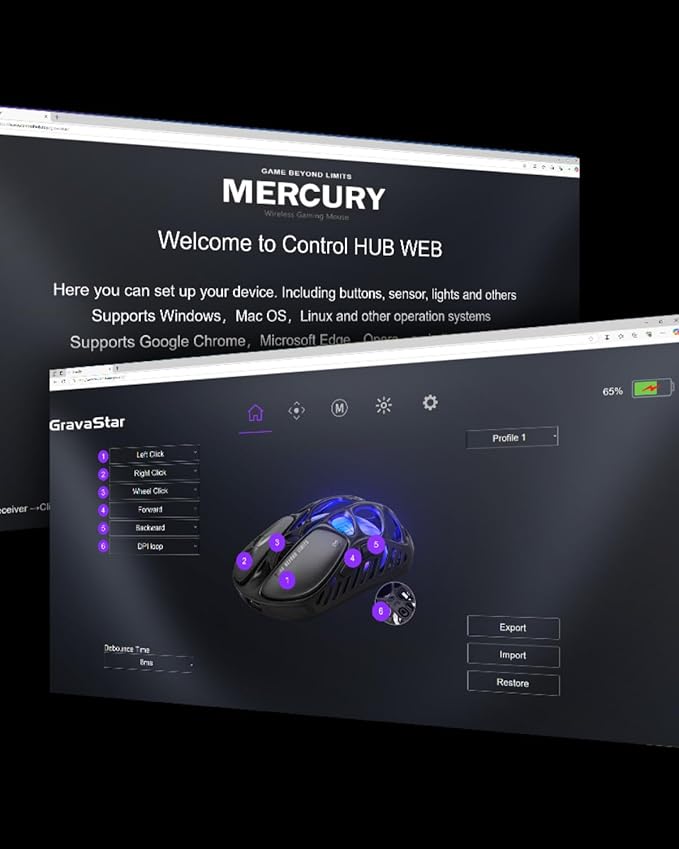 GravaStar Mercury X Pro Wireless Gaming Mouse, Come - Image 7