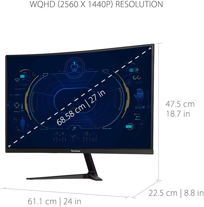 ViewSonic VX2718-2KPC-MHD 27 Inch Curved 1440p 1ms 180Hz Gaming Monitor - Image 5