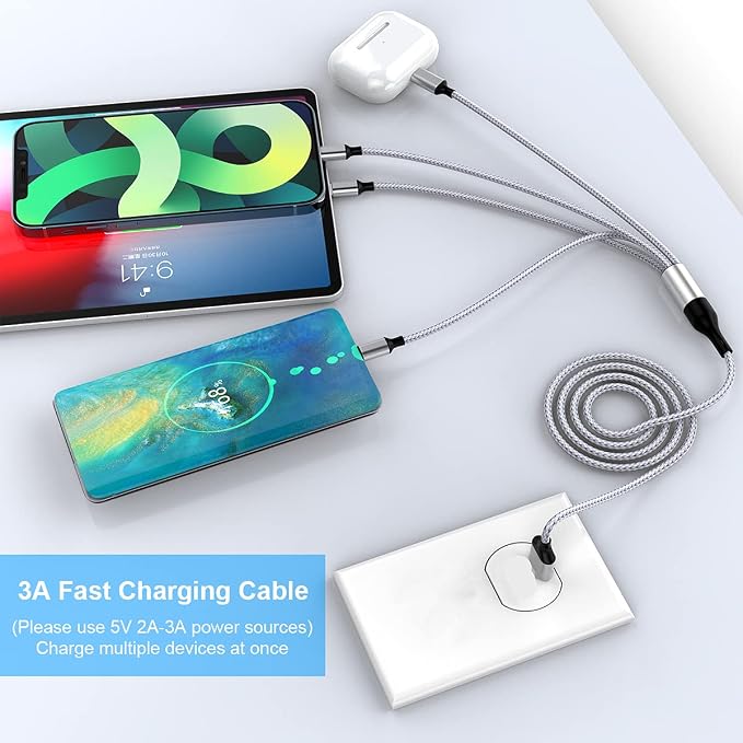 iPhone Charging Cable 1.8M/6Ft Multi 4 in 1 USB Universal Fast Charging Cord - Image 5
