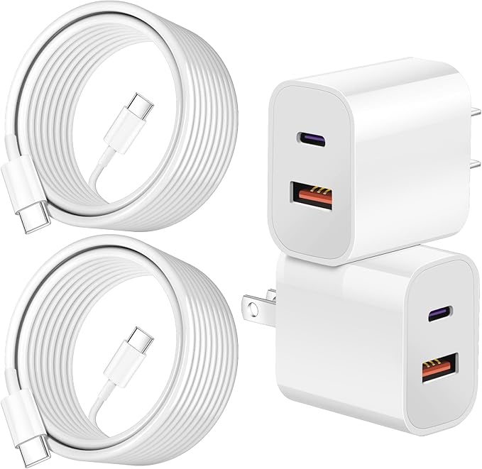 iPhone 16 15 Charger Fast Charging Block, Dual Port USB A/C Charger Adapter Plug by SpeedScope