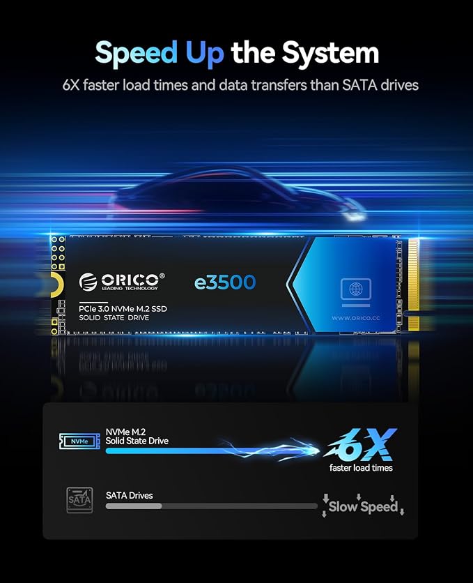 ORICO 2TB M.2 NVMe SSD, PCIe Gen3x4 M2 2280 SSD, 3D NAND Flash Internal Solid - Image 3