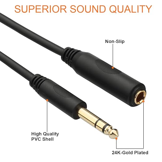 Tisino 1/4 Extension Cable 15 ft, Headphone Extension Cable Quarter inch TRS - Image 4