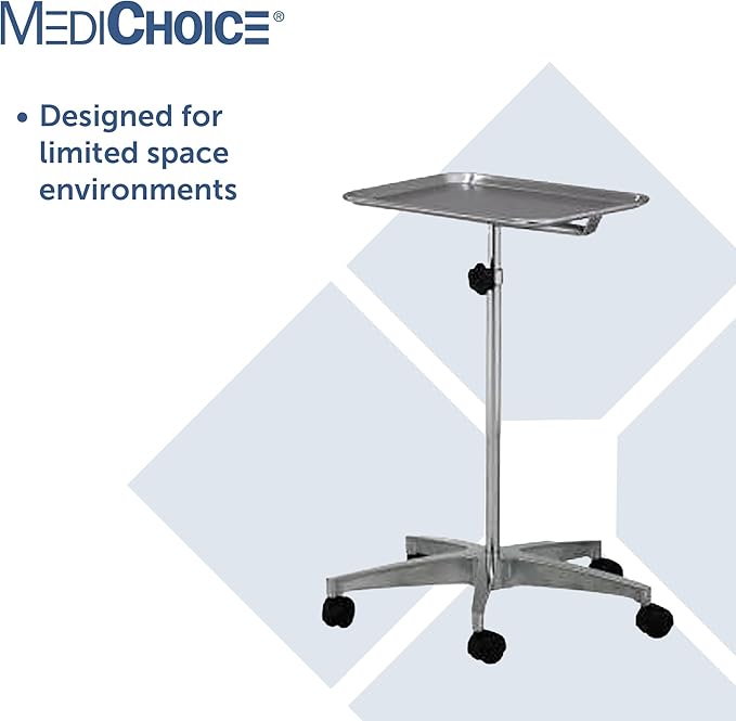 MediChoice Mobile Instrument Stand Steel Portable Adjustable Tray Medical - Image 8