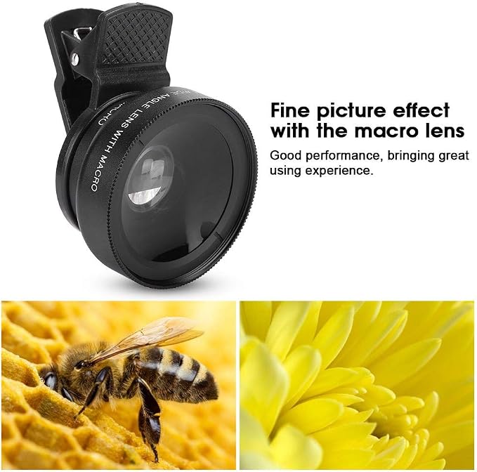 Cell Phone Lens Attachment, 2 in 1 Clip-on Mobile Phone 0.45X Wide Angle + - Image 3
