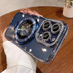 Magnetic Kickstand Case for iPhone 15 14 13 12 Pro Max Sparkling Diamond Cover - Image 3