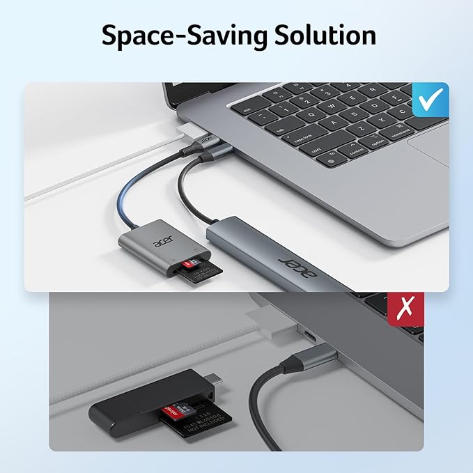 Acer SD Card Reader USB C, Dual Slots Type C to Memory Card Reader, Aluminum - Image 4