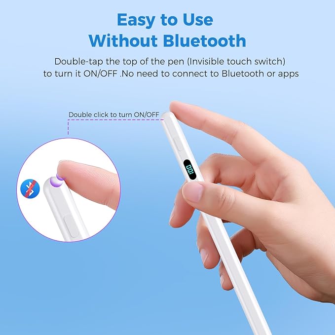iPad Stylus Pencil with Magnetic Attachment, USB-C Faster Charge, Tilt - Image 3