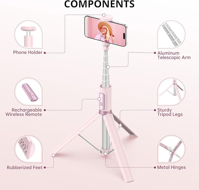 ATUMTEK 55" Selfie Stick Tripod, All-in-one Extendable Aluminum Phone Tripod - Image 6
