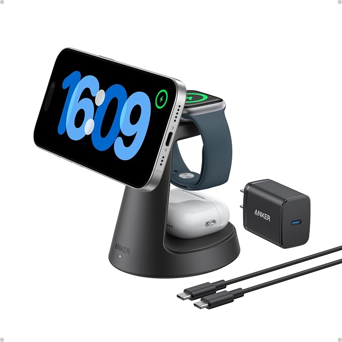 Anker MagSafe Charger Compatible, MagGo 3-in-1 Charging Station, Nano Charging by Anker