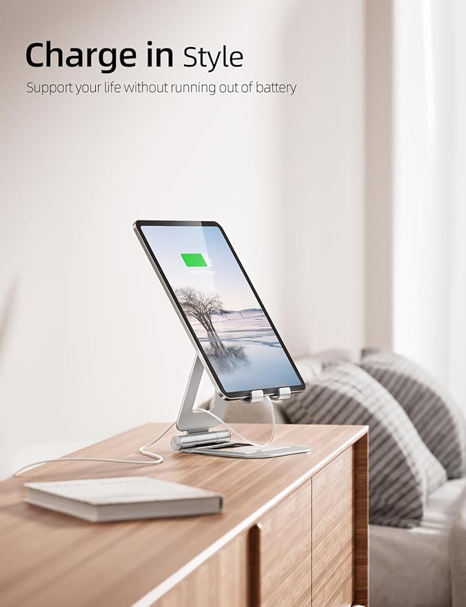 Nulaxy Aluminum Dual Foldable iPad Stand, Fully Adjustable Desktop Tablet Holder - Image 2