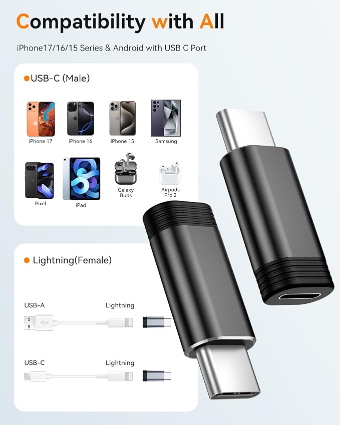 Temdan 4 Pack Lightning to USB C Adapter - Image 2