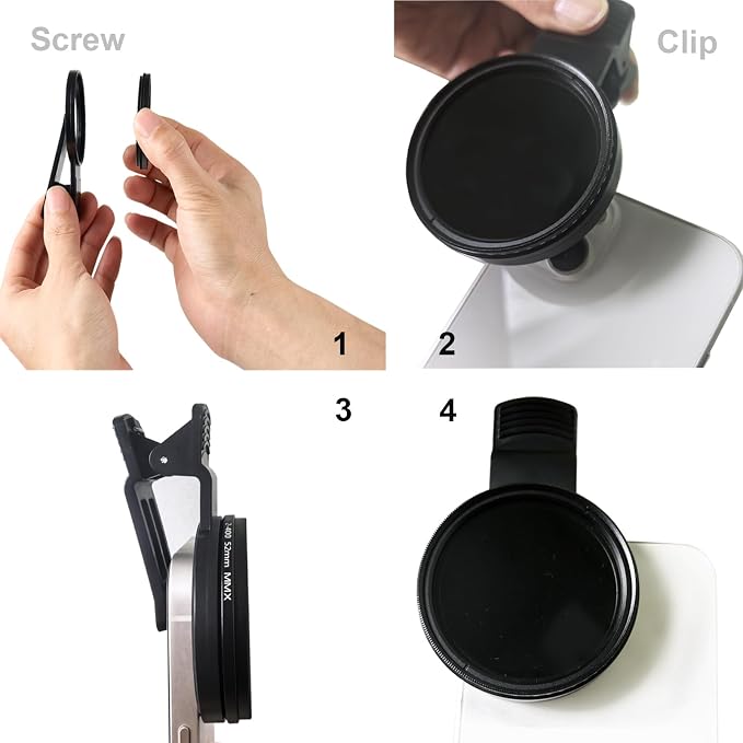 52mm Clip-on ND2-400 Phone Camera Lens Filter Kit, Adjustable Neutral Density - Image 6