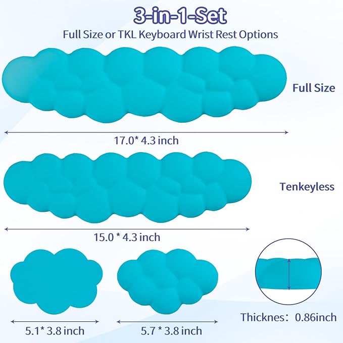 Cloud Wrist Rest Keyboard, Cloud Keyboard Wrist Pad Set - Image 7