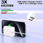 iPhone 16/15 Charger Fast Charging 20W USB Type C Charger Block 3Pack C - Image 3