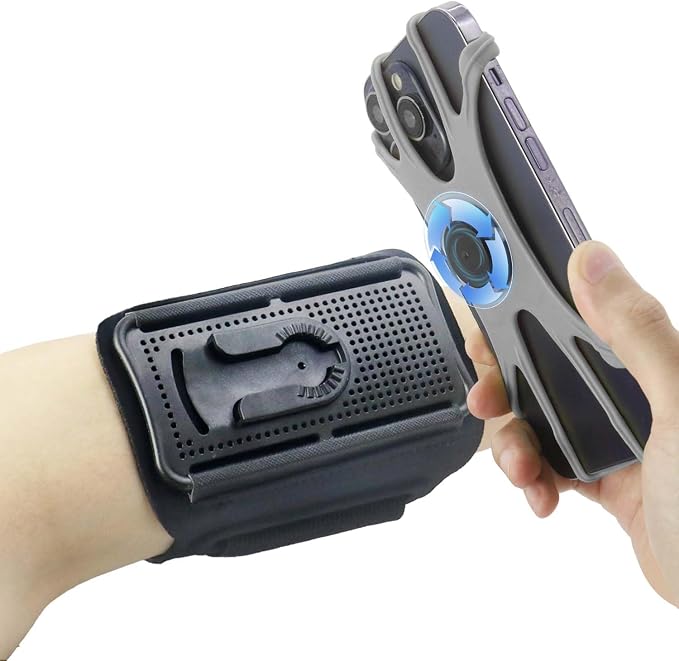 Wristband Phone Holder for Running, 360°Rotation & Detachable Sports Armband by HCcolo