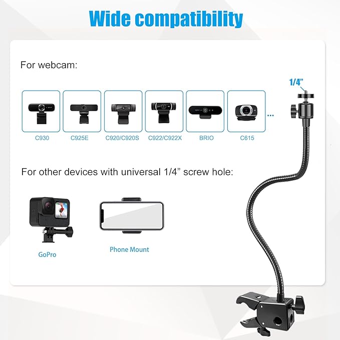 Webcam Stand, Webcam Mount Gooseneck Arm - Image 4