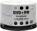 50 Pack Smartbuy Blank DVD+RW 4X 4.7GB 120Min Branded Logo Rewritable DVD Media by Smartbuy
