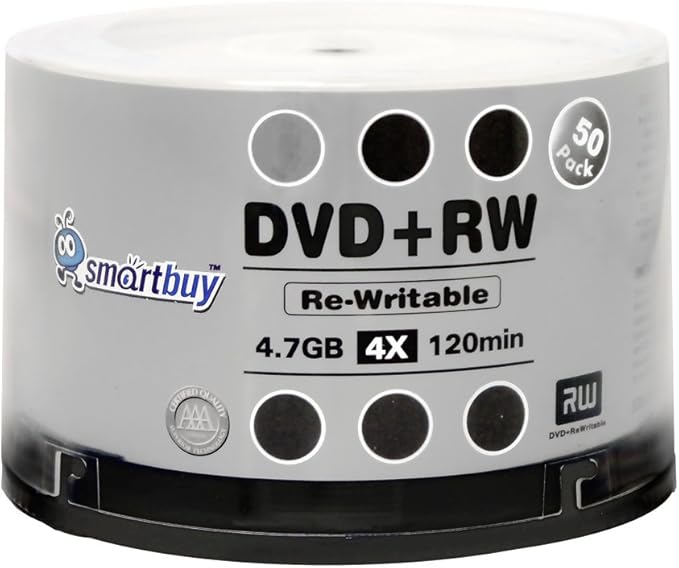50 Pack Smartbuy Blank DVD+RW 4X 4.7GB 120Min Branded Logo Rewritable DVD Media - Image 2