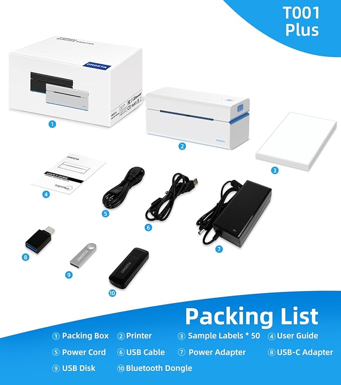 ORGSTA Bluetooth Thermal Shipping Label Printer T001-Plus Wireless 4x6 Shipping - Image 9