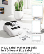 Phomemo Label Maker, M220 Barcode Printer, Thermal Bluetooth Label Printer - Image 2