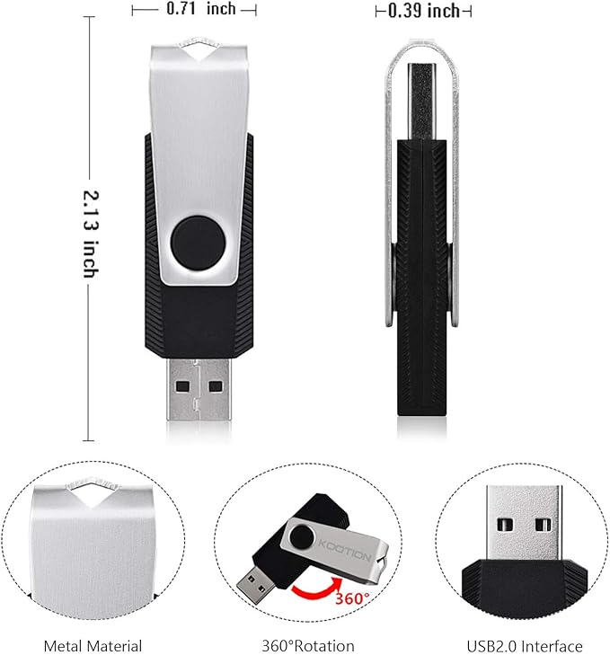 TOPESEL 50PCS 4GB Bulk USB 2.0 Flash Drive Swivel Memory Stick Thumb Drives Pen - Image 8