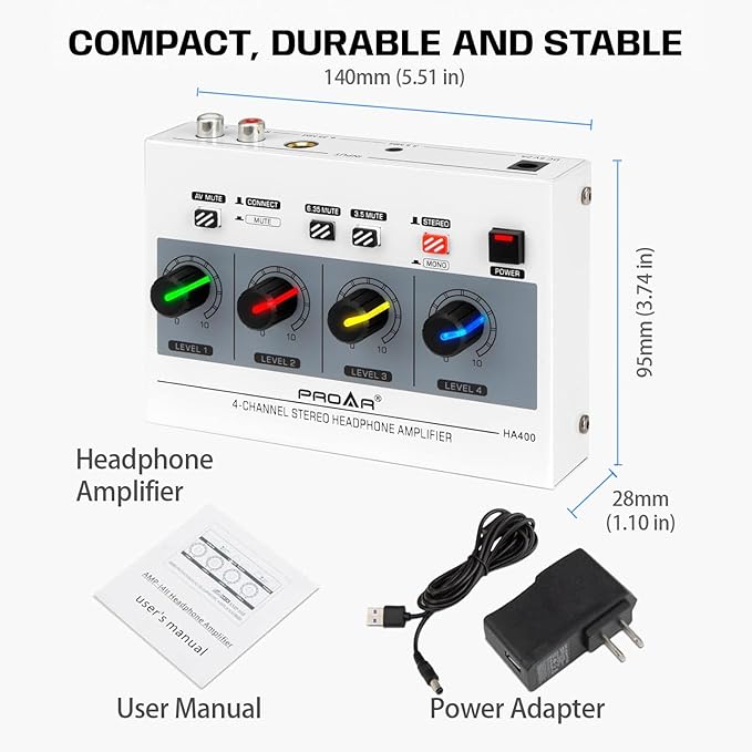 4 Channel Headphone Amplifier 7 Color Light Headphones Amp - Image 8