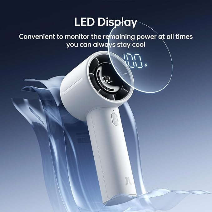 JISULIFE Handheld Turbo Fan, 5000mAh Rechargeable Portable Fans, 5 Speed Strong - Image 6