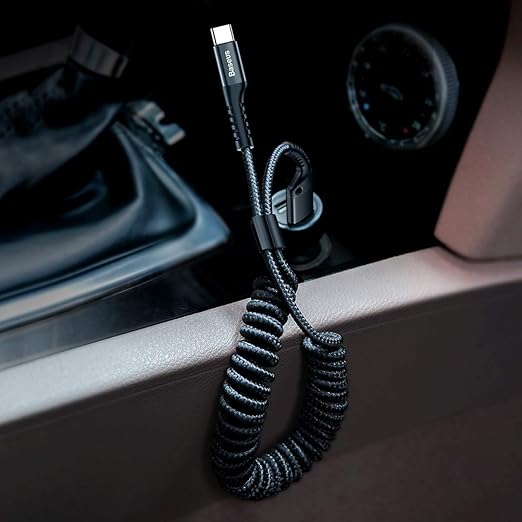 Baseus USB Type C Cable for Car, Retractable Cable Curly USB A to USB-C Fast - Image 4
