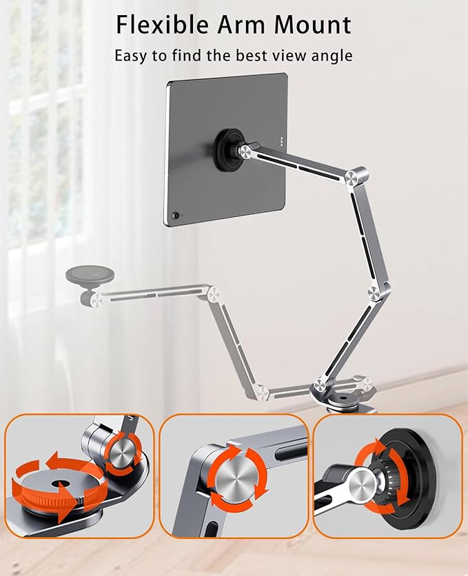 Magnetic Tablet Stand for Desk Aluminum Alloy Phone iPad Desk Holder Overhead - Image 3