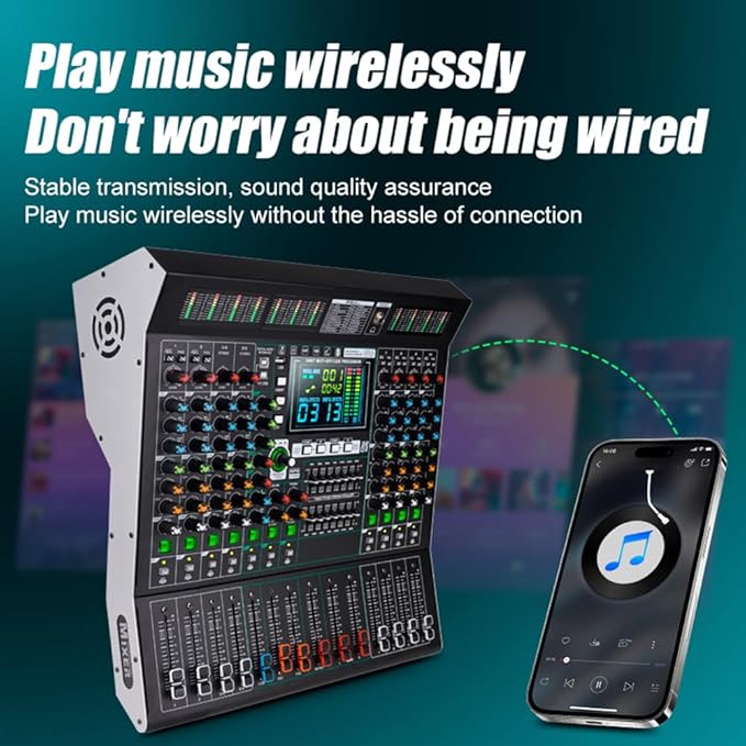 MD-10 10-Channel Professional Stage Mixer, 99 DSP Effects, Wireless Connection - Image 5
