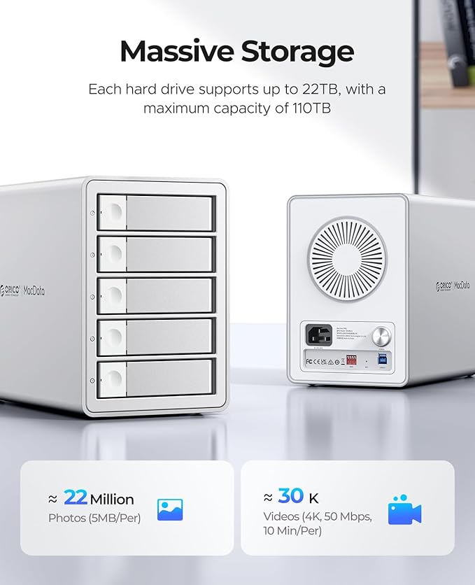 ORICO 5Bay RAID External Hard Drive Enclosure - Image 2