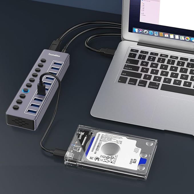Powered 10-Port USB 3.0 Hub, USB C to 10 Ports USB Data Hub Splitter - Image 8