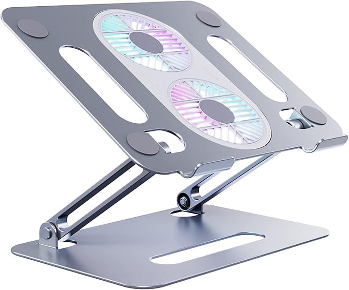 Adjustable Laptop Stand with Cooling Fan, Aluminium Alloy Multi-Angle Computer by Eiyikof