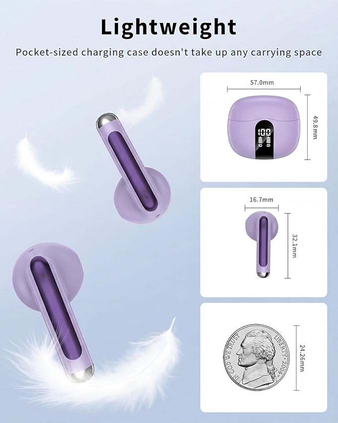 Wireless Earbuds, 2026 Bluetooth 5.4 Headphones Bass Stereo Ear Buds - Image 6